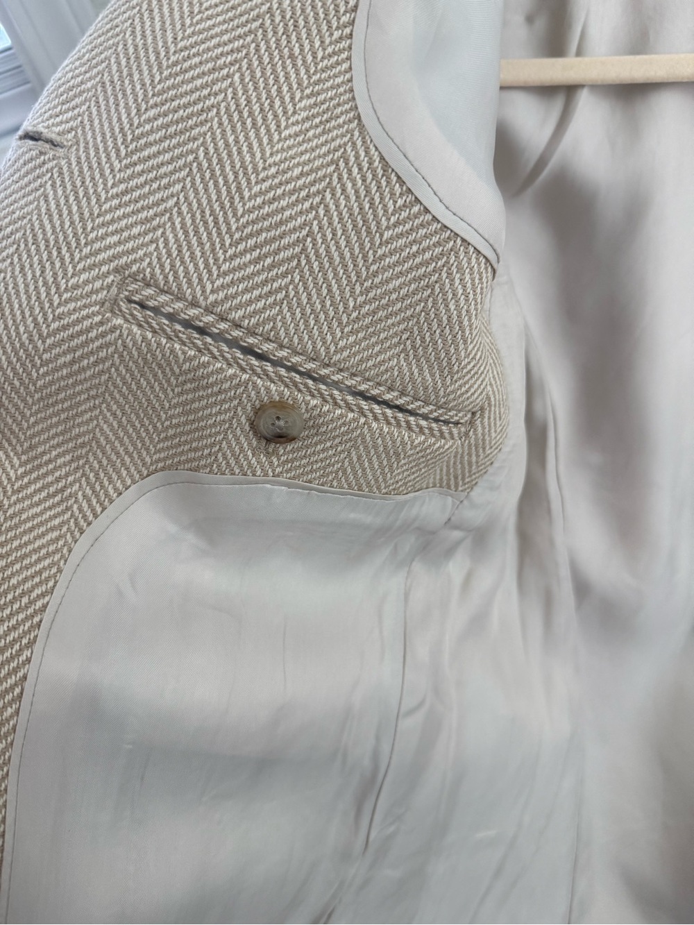 NWT Banana Republic Cream Herringbone Tie-Waist Blazer 8 - Picture 3 of 7